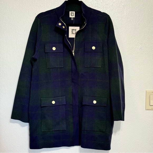 Anne Klein green blue plaid jacket NWT size large - Picture 3 of 12